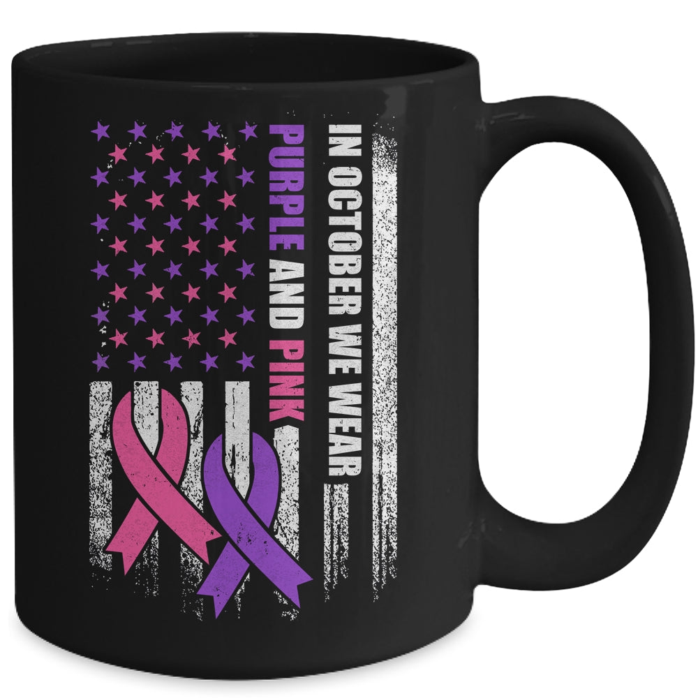 American Flag Breast Cancer And Domestic Violence Awareness Mug | siriusteestore