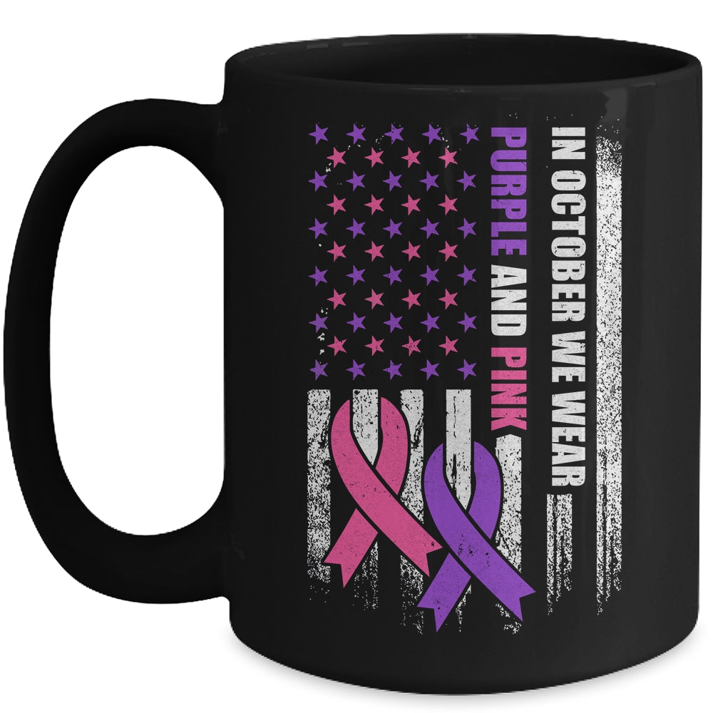 American Flag Breast Cancer And Domestic Violence Awareness Mug | siriusteestore