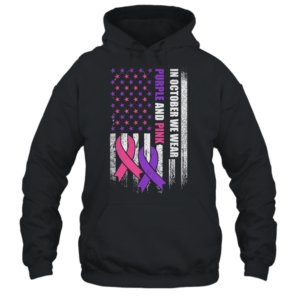 American Flag Breast Cancer And Domestic Violence Awareness Shirt & Hoodie | siriusteestore