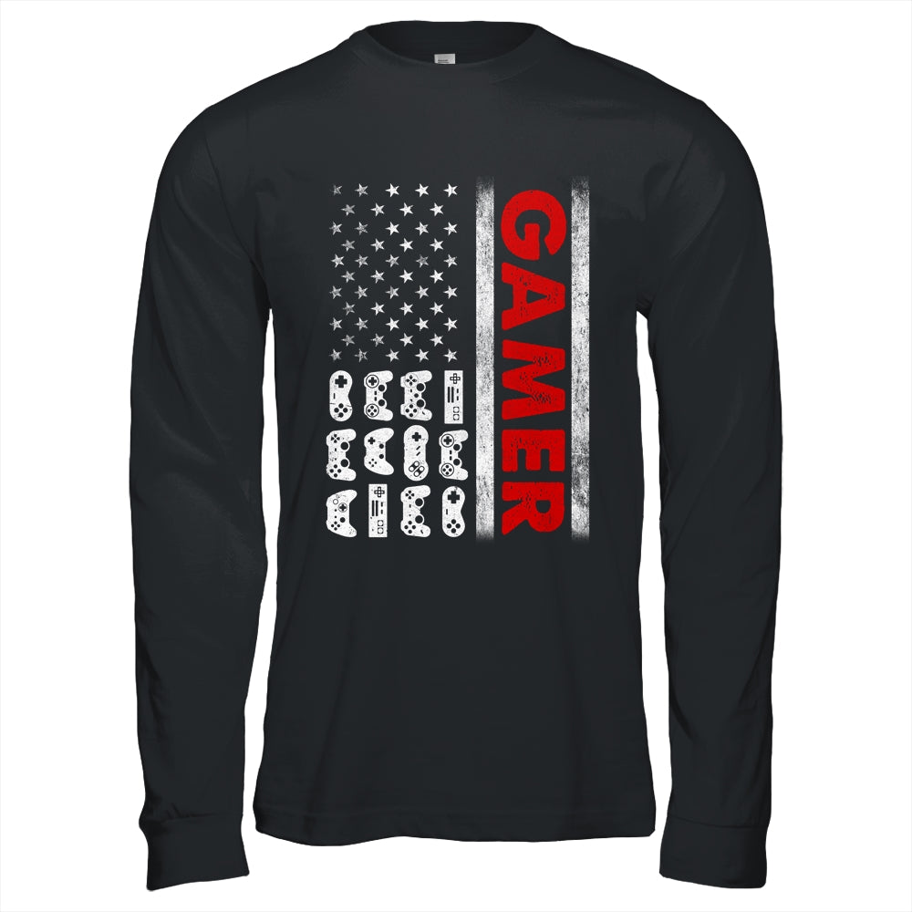 American Flag Funny Gamer Video Games Boys Men Gaming Shirt & Hoodie | siriusteestore