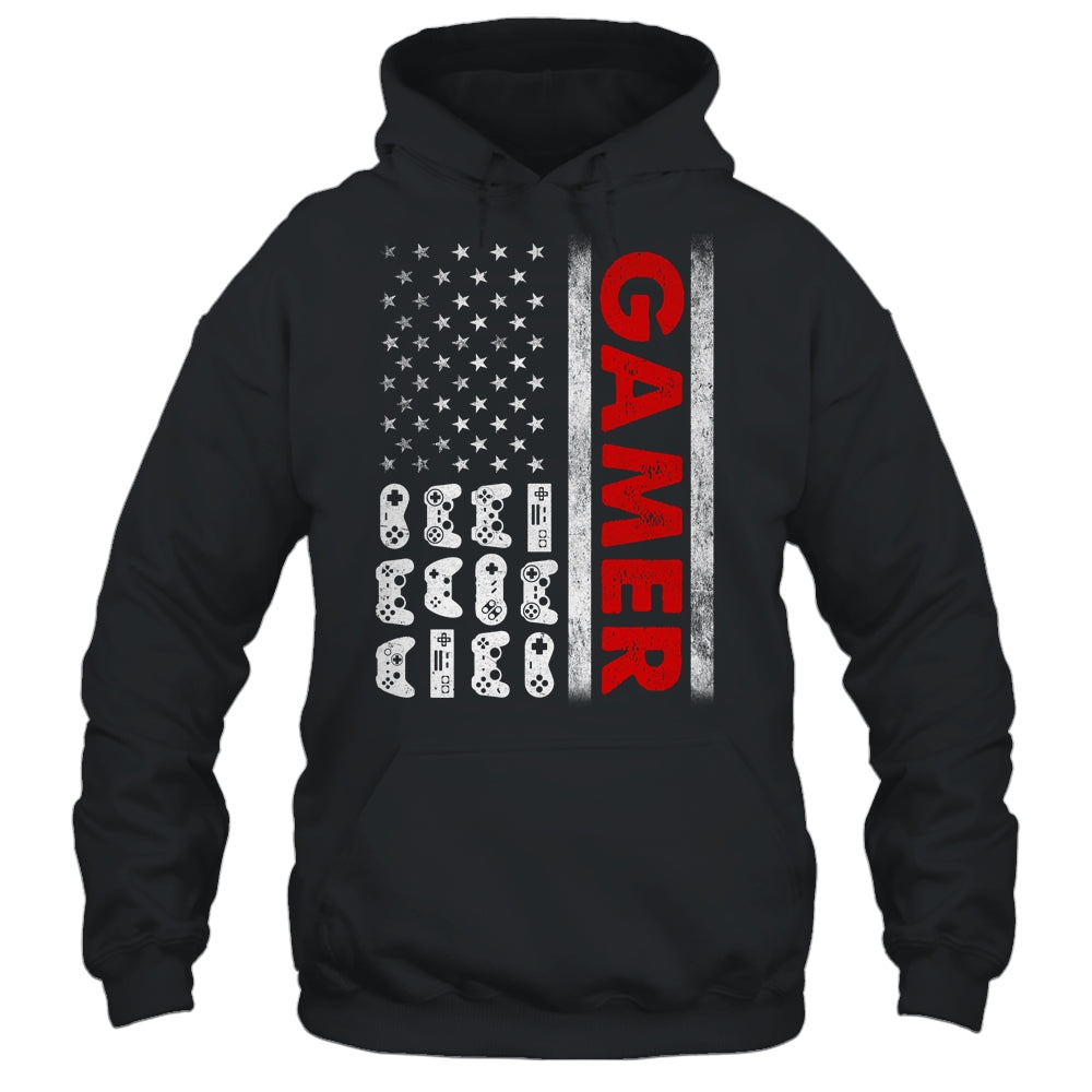 American Flag Funny Gamer Video Games Boys Men Gaming Shirt & Hoodie | siriusteestore