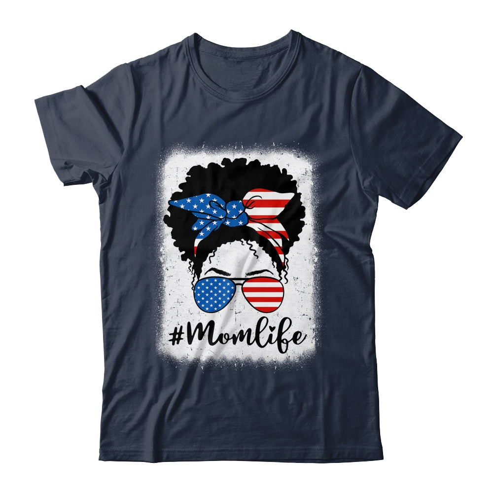 American Flag Mom Life Bleached 4th Of July Black Women Shirt & Tank Top | siriusteestore