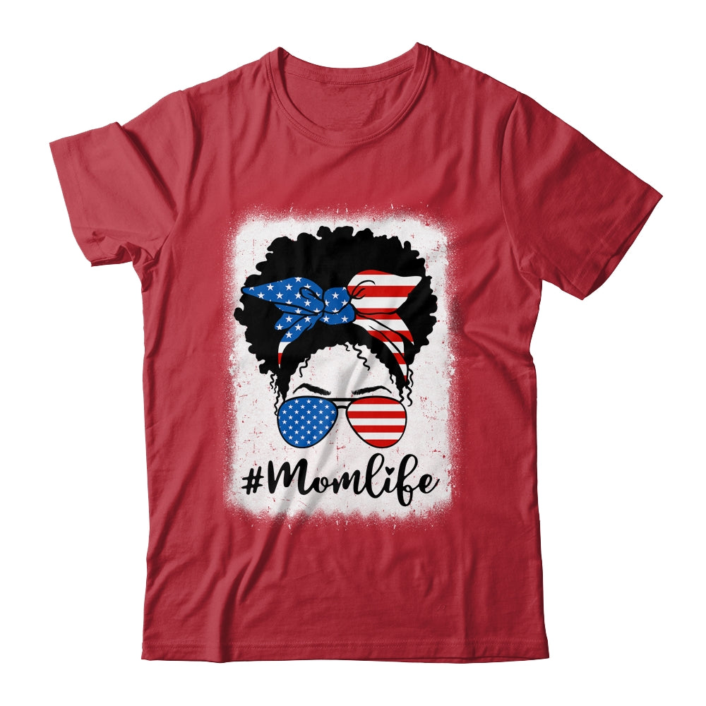 American Flag Mom Life Bleached 4th Of July Black Women Shirt & Tank Top | siriusteestore