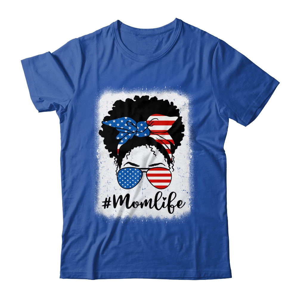American Flag Mom Life Bleached 4th Of July Black Women Shirt & Tank Top | siriusteestore