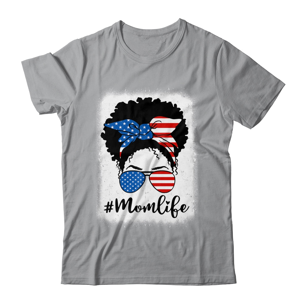 American Flag Mom Life Bleached 4th Of July Black Women Shirt & Tank Top | siriusteestore