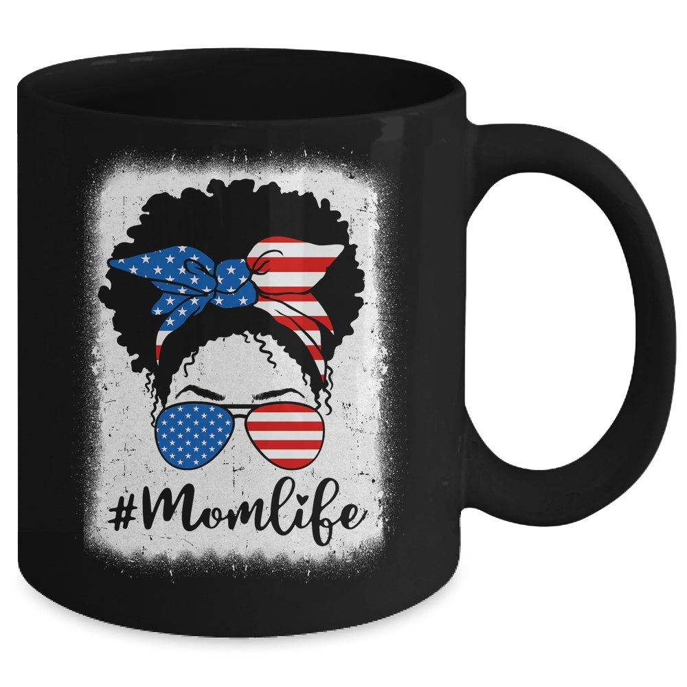 American Flag Mom Life Bleached 4th Of July Black Women Mug | siriusteestore