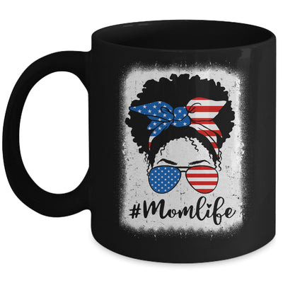 American Flag Mom Life Bleached 4th Of July Black Women Mug | siriusteestore