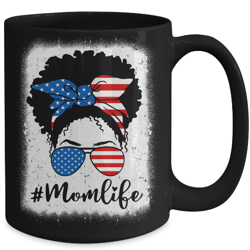 American Flag Mom Life Bleached 4th Of July Black Women Mug | siriusteestore