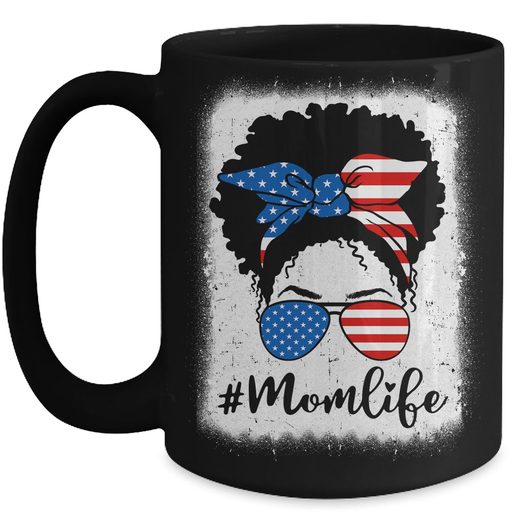 American Flag Mom Life Bleached 4th Of July Black Women Mug | siriusteestore
