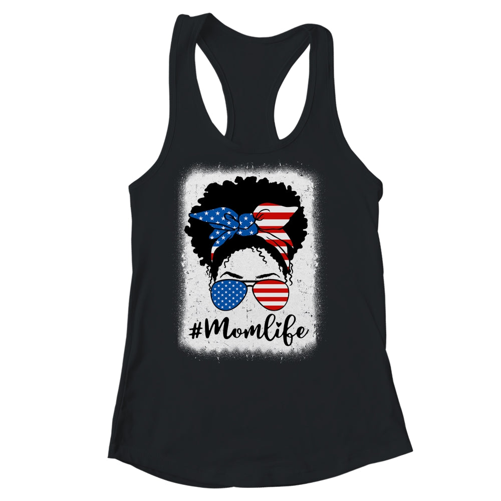 American Flag Mom Life Bleached 4th Of July Black Women Shirt & Tank Top | siriusteestore