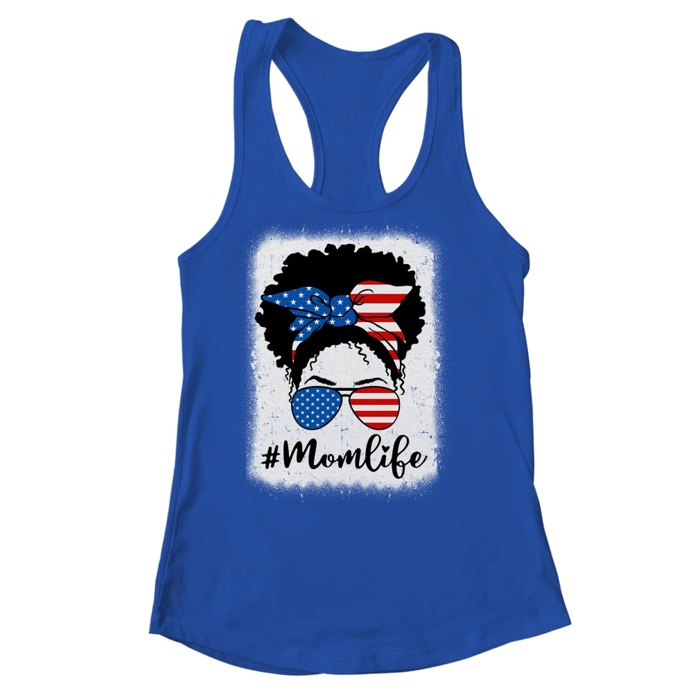 American Flag Mom Life Bleached 4th Of July Black Women Shirt & Tank Top | siriusteestore