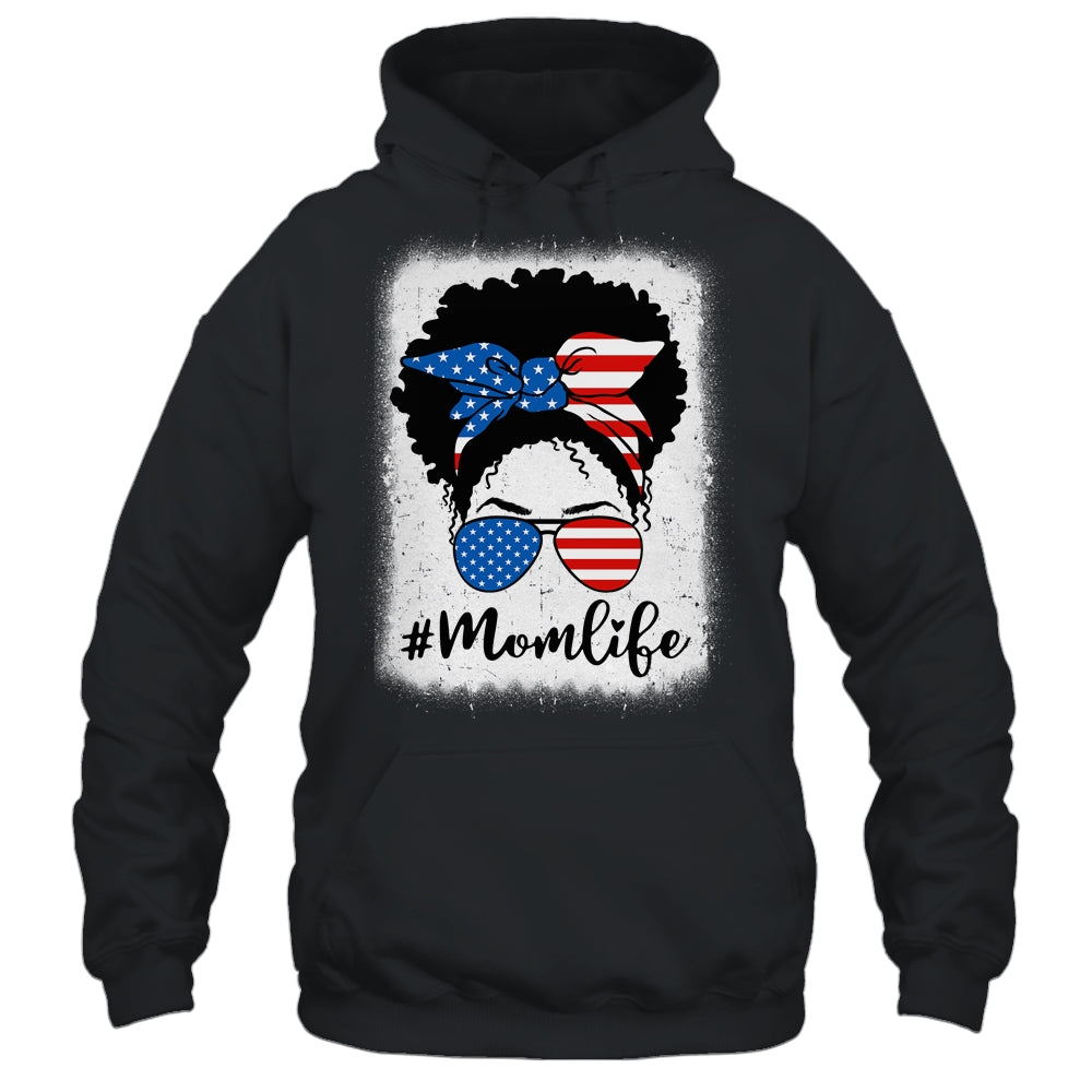 American Flag Mom Life Bleached 4th Of July Black Women Shirt & Tank Top | siriusteestore
