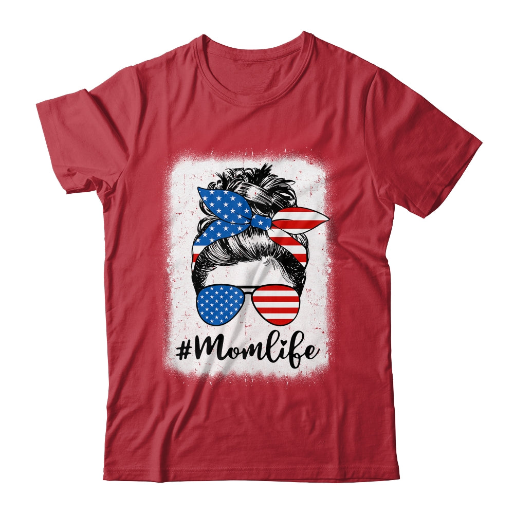 American Flag Mom Life Bleached Mother's 4th Of July Funny Shirt & Tank Top | siriusteestore