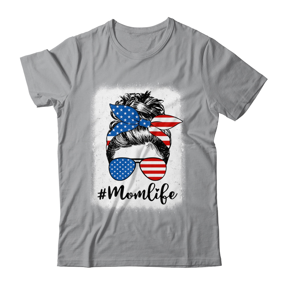 American Flag Mom Life Bleached Mother's 4th Of July Funny Shirt & Tank Top | siriusteestore