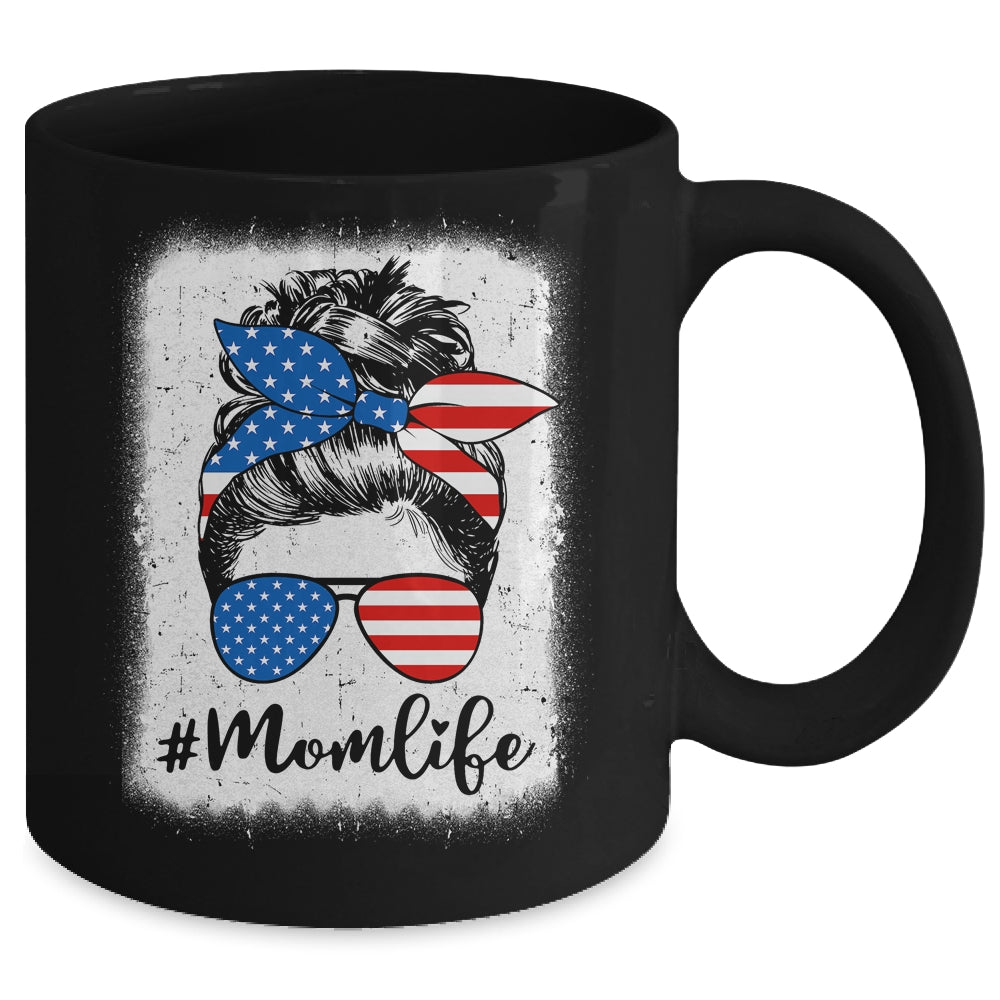 American Flag Mom Life Bleached Mother's 4th Of July Funny Mug | siriusteestore