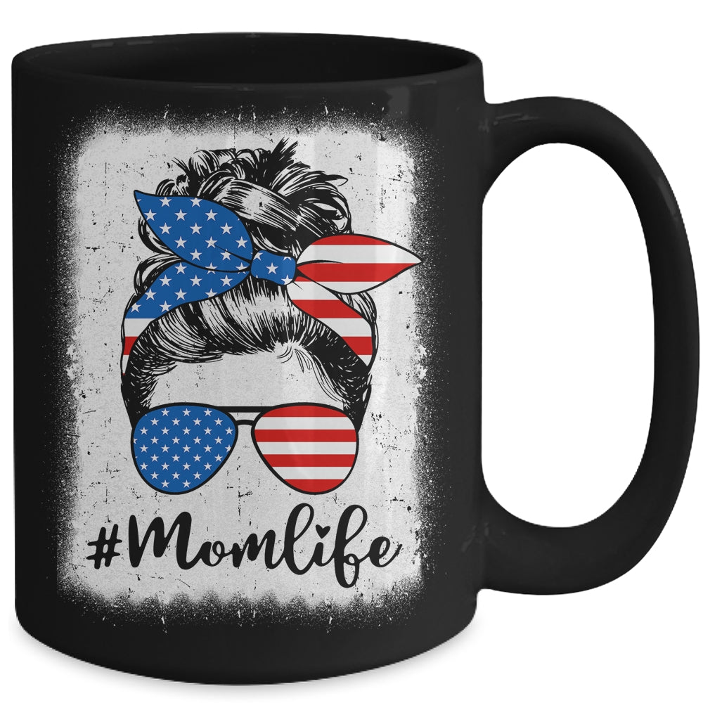 American Flag Mom Life Bleached Mother's 4th Of July Funny Mug | siriusteestore