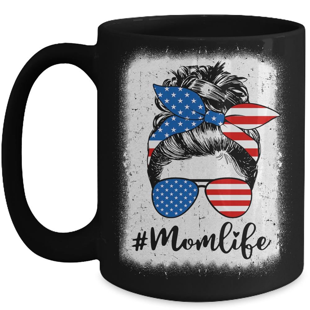 American Flag Mom Life Bleached Mother's 4th Of July Funny Mug | siriusteestore