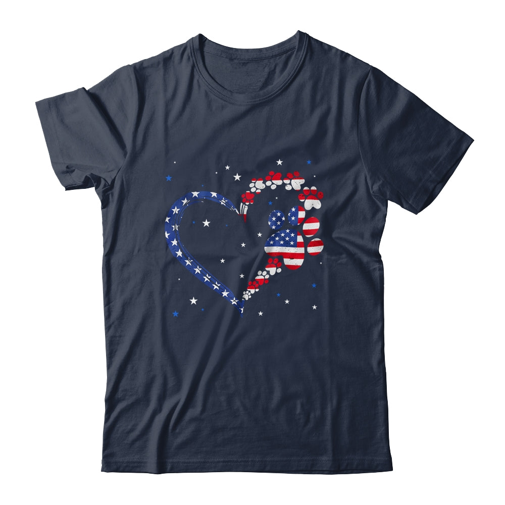 American Flag Patriotic Dog Cat Paw Print 4th Of July Shirt & Tank Top | siriusteestore