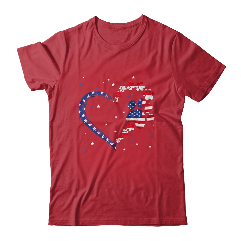 American Flag Patriotic Dog Cat Paw Print 4th Of July Shirt & Tank Top | siriusteestore