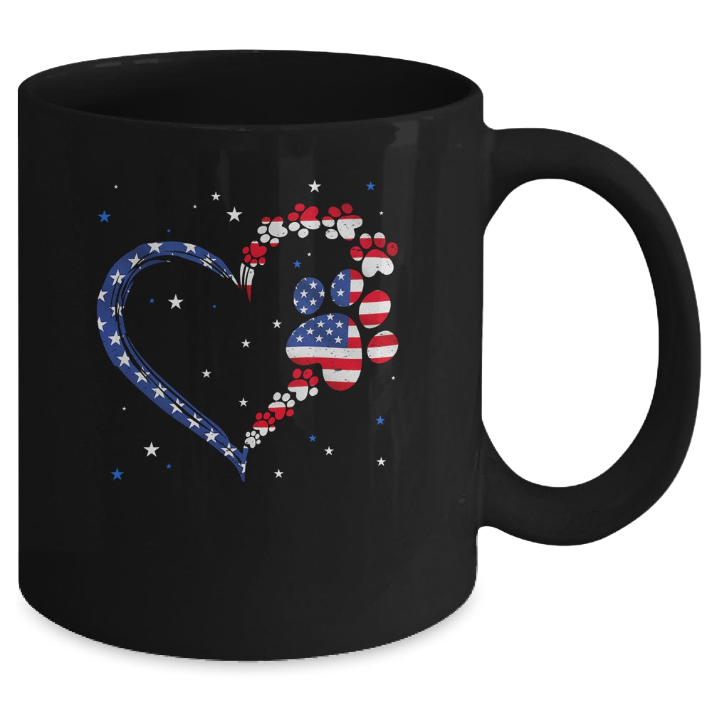American Flag Patriotic Dog Cat Paw Print 4th Of July Mug | siriusteestore