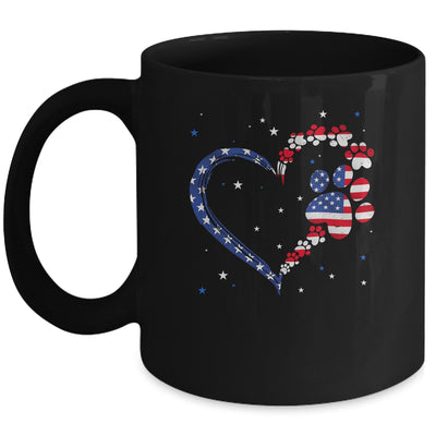 American Flag Patriotic Dog Cat Paw Print 4th Of July Mug | siriusteestore