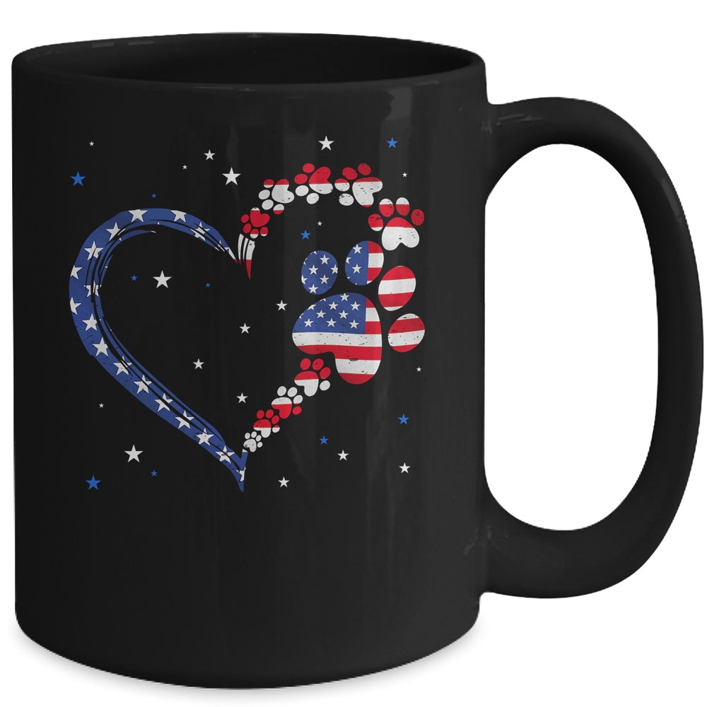 American Flag Patriotic Dog Cat Paw Print 4th Of July Mug | siriusteestore