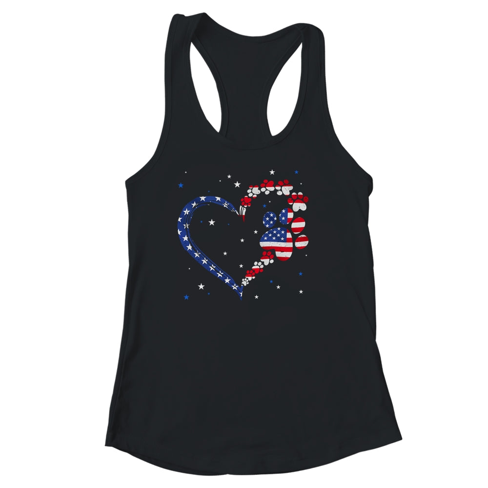 American Flag Patriotic Dog Cat Paw Print 4th Of July Shirt & Tank Top | siriusteestore