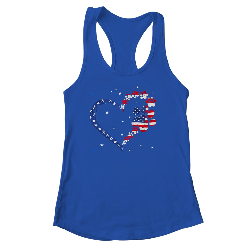 American Flag Patriotic Dog Cat Paw Print 4th Of July Shirt & Tank Top | siriusteestore