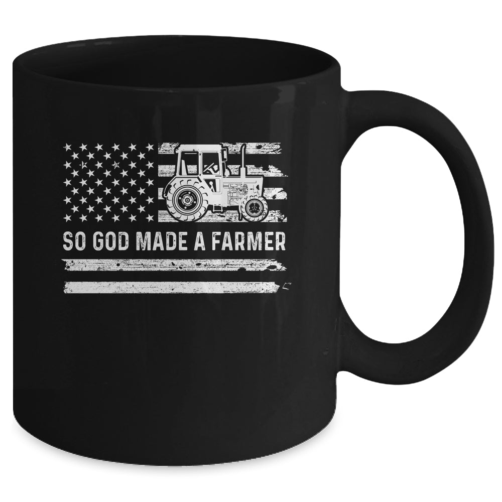 American Flag Tractor So God Made A Farmer Mug | siriusteestore