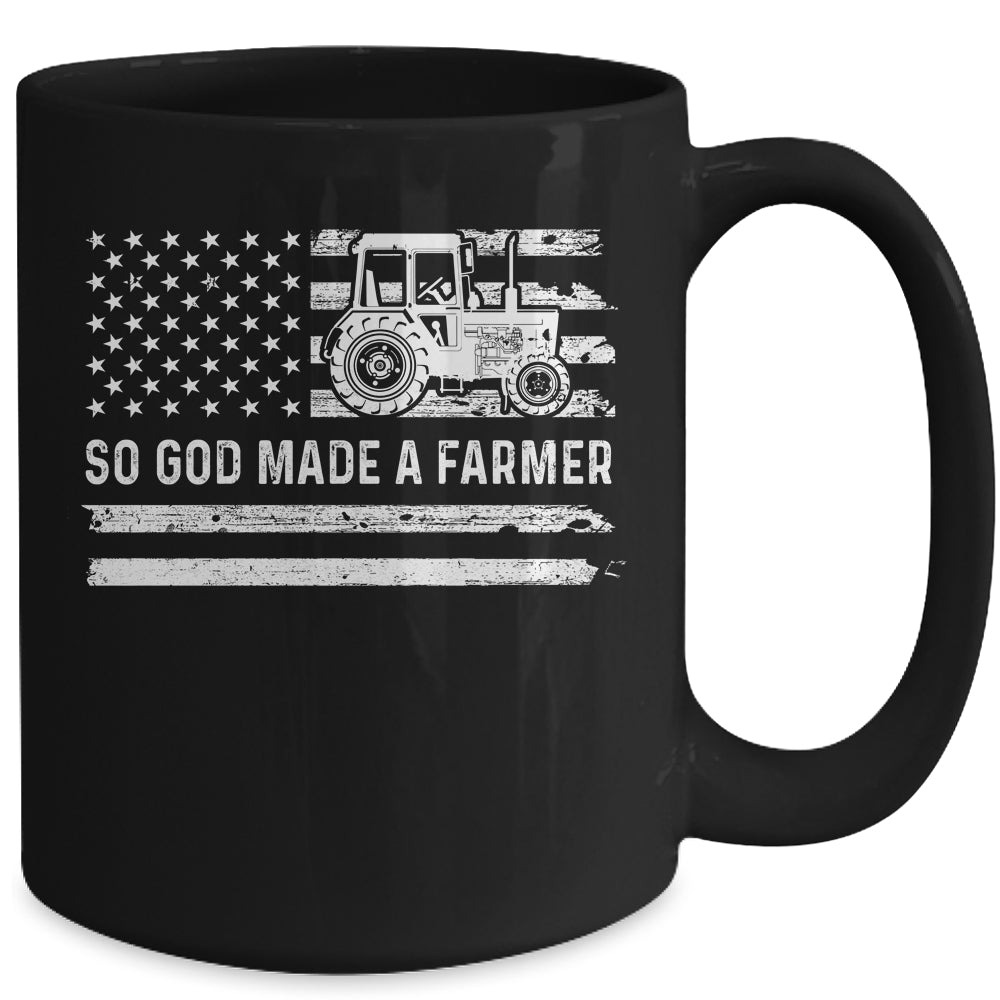 American Flag Tractor So God Made A Farmer Mug | siriusteestore