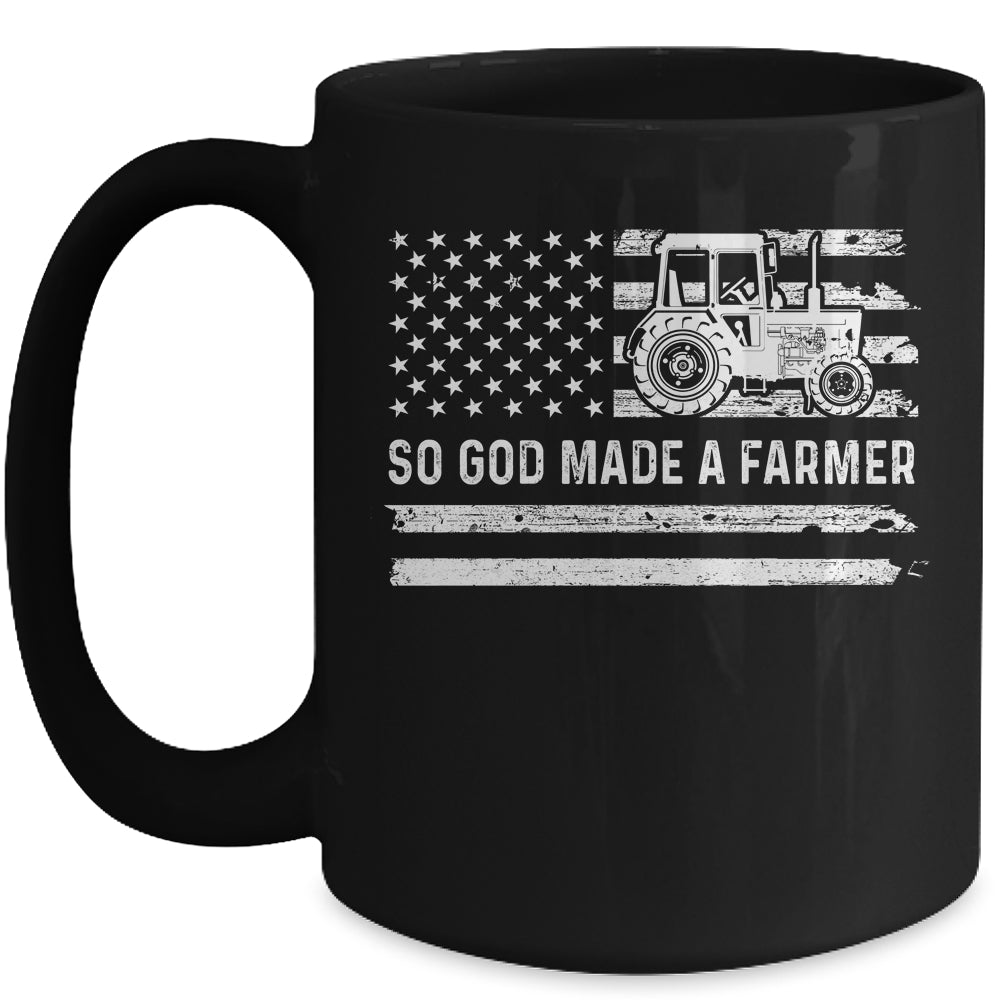 American Flag Tractor So God Made A Farmer Mug | siriusteestore