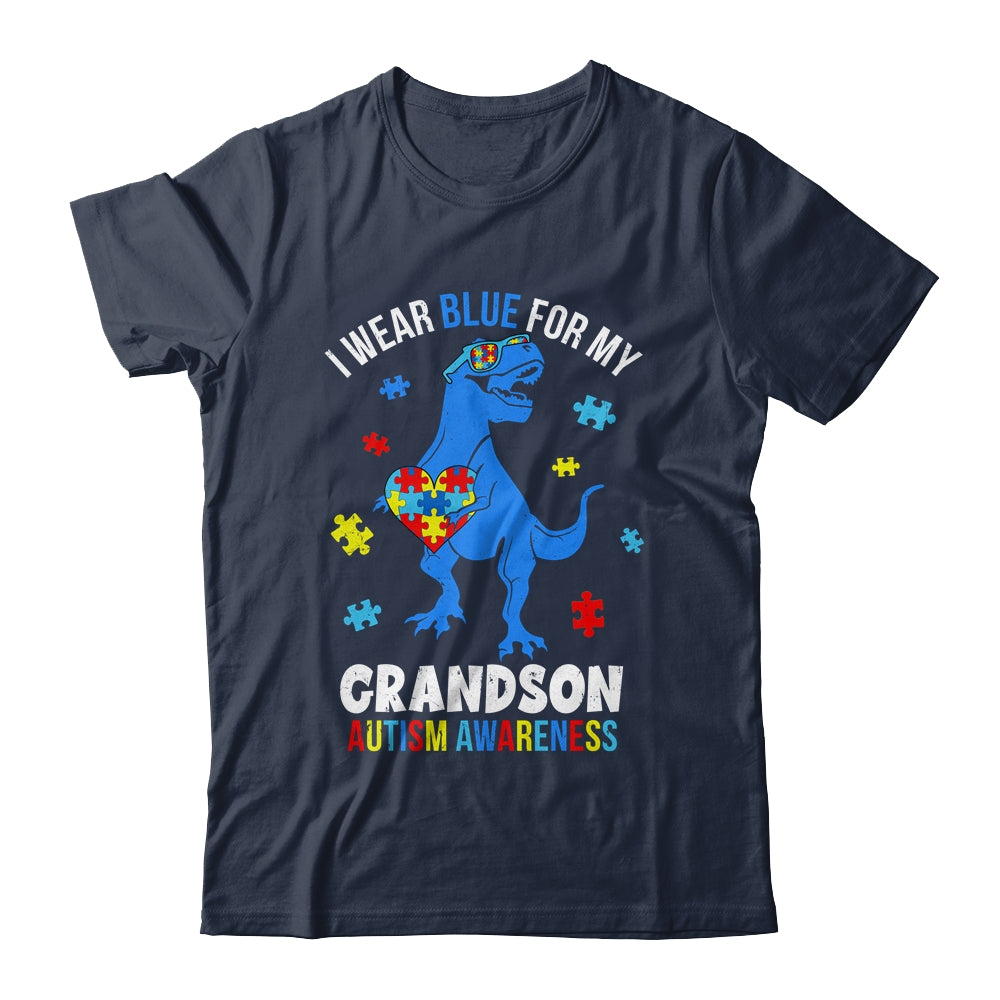 April I Wear Blue For Grandson Dinosaur Autism Awareness Shirt & Hoodie | siriusteestore