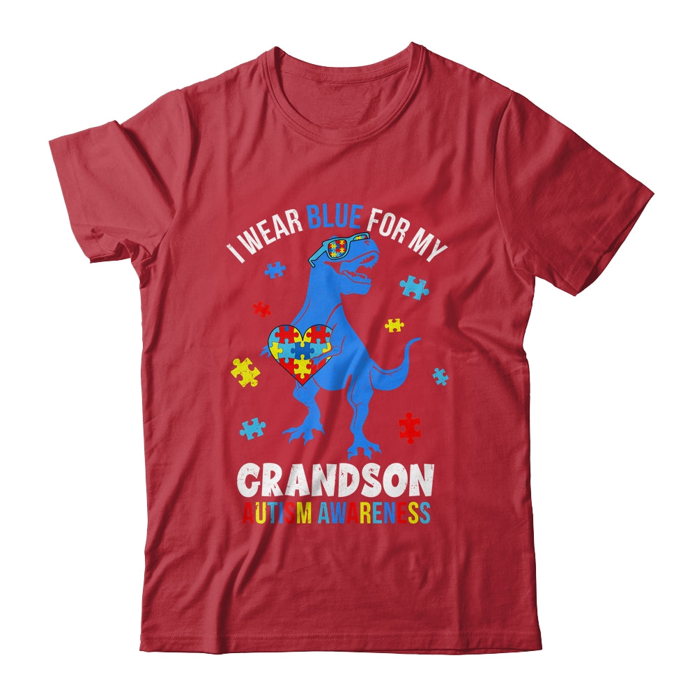 April I Wear Blue For Grandson Dinosaur Autism Awareness Shirt & Hoodie | siriusteestore