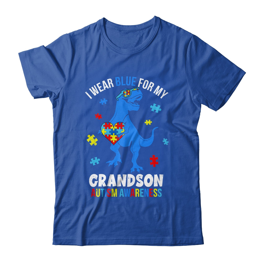 April I Wear Blue For Grandson Dinosaur Autism Awareness Shirt & Hoodie | siriusteestore
