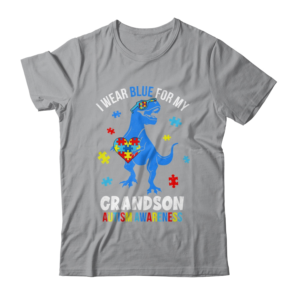 April I Wear Blue For Grandson Dinosaur Autism Awareness Shirt & Hoodie | siriusteestore