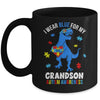April I Wear Blue For Grandson Dinosaur Autism Awareness Mug | siriusteestore