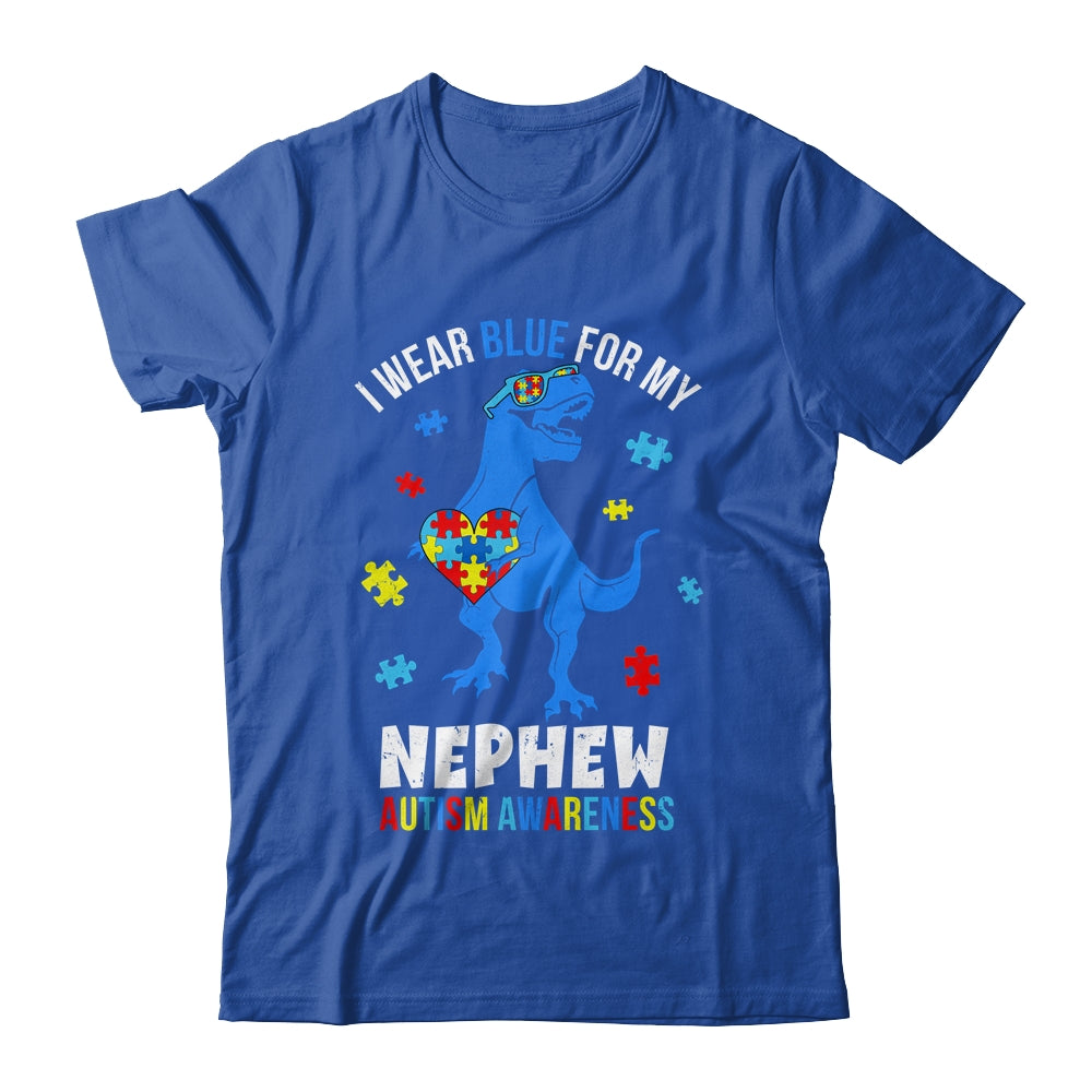 April I Wear Blue For Nephew Dinosaur Autism Awareness Shirt & Hoodie | siriusteestore