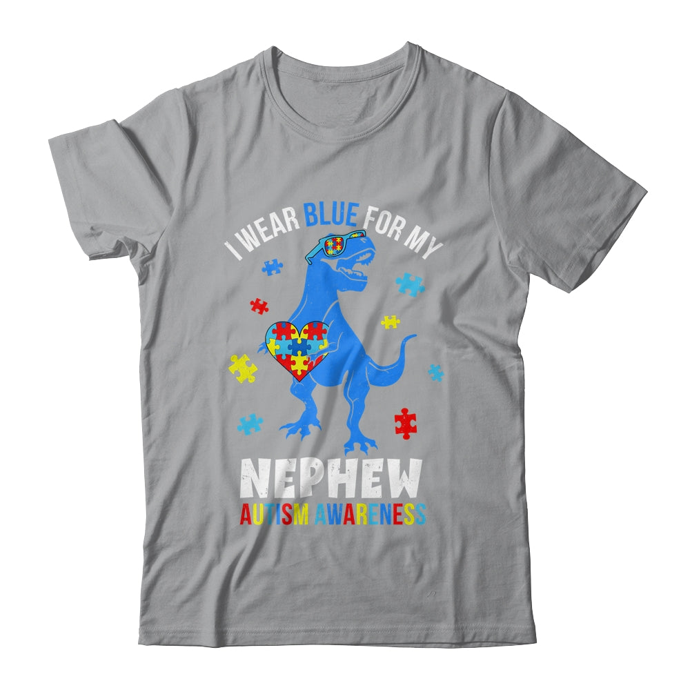 April I Wear Blue For Nephew Dinosaur Autism Awareness Shirt & Hoodie | siriusteestore