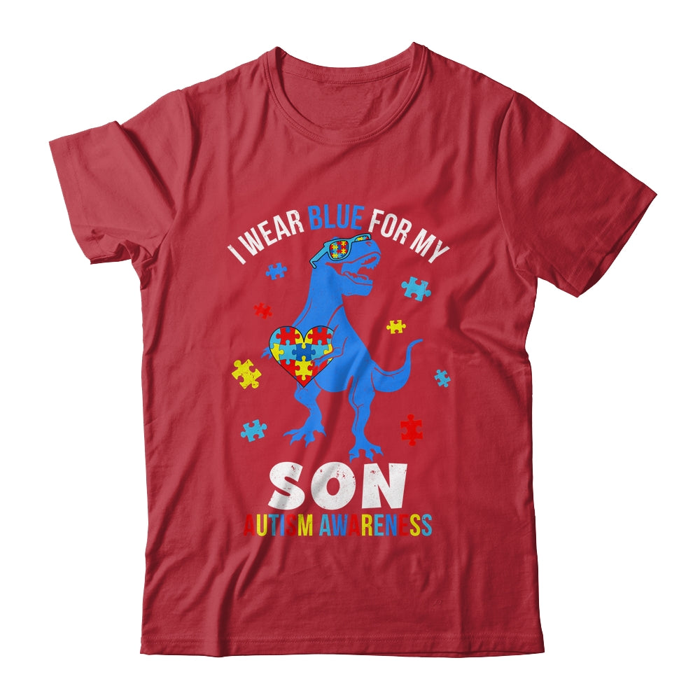 April I Wear Blue For Son Dinosaur Autism Awareness Shirt & Hoodie | siriusteestore