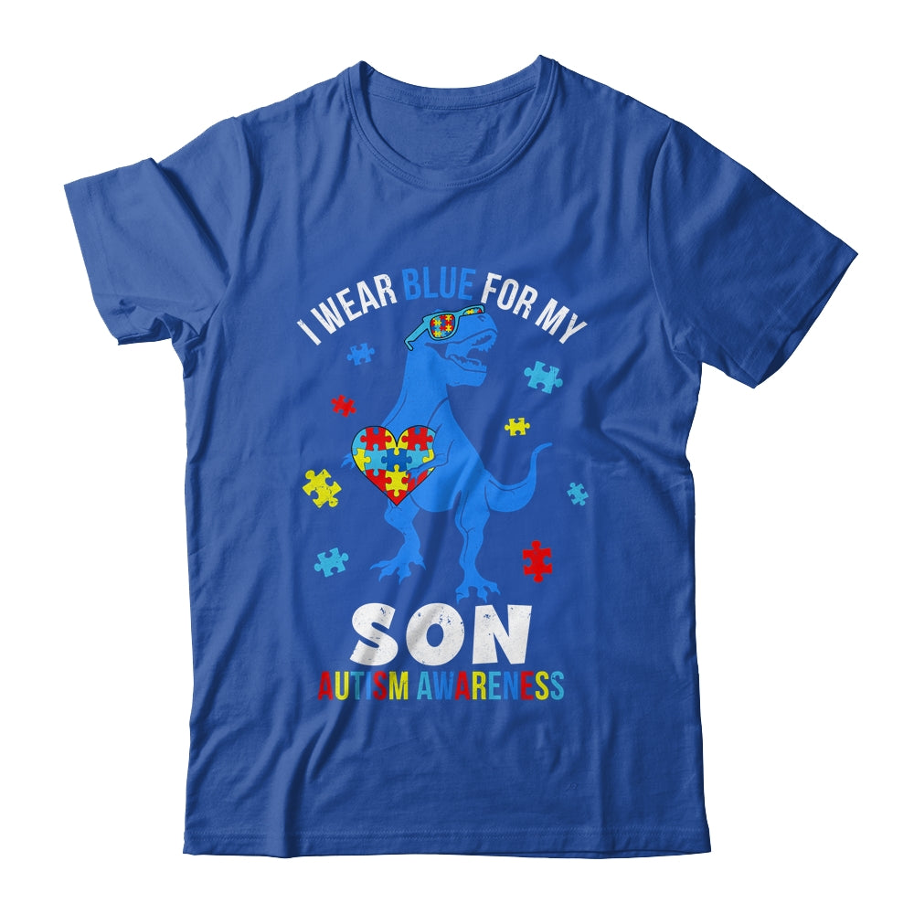 April I Wear Blue For Son Dinosaur Autism Awareness Shirt & Hoodie | siriusteestore