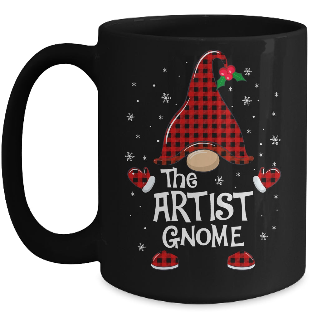 Artist Gnome Buffalo Plaid Matching Christmas Pajama Gift Mug | siriusteestore