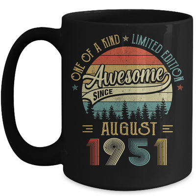 August 1951 Vintage 70 Years Old Retro 70th Birthday Gift Mug | siriusteestore