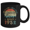 August 1952 Vintage 70 Years Old Retro 70th Birthday Mug | siriusteestore