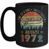 August 1972 Vintage 50 Years Old Retro 50th Birthday Mug | siriusteestore