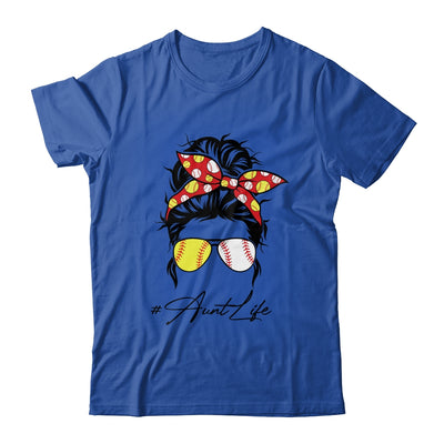 Aunt Life Softball Baseball Women Mothers Day Messy Bun Funny Shirt & Tank Top | siriusteestore