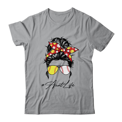 Aunt Life Softball Baseball Women Mothers Day Messy Bun Funny Shirt & Tank Top | siriusteestore