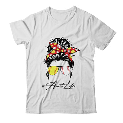 Aunt Life Softball Baseball Women Mothers Day Messy Bun Funny Shirt & Tank Top | siriusteestore
