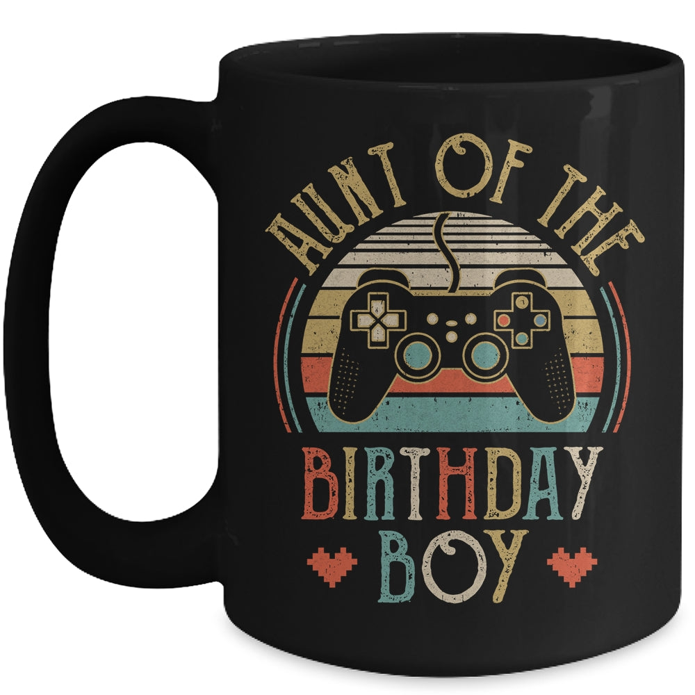 Aunt Of The Birthday Boy Vintage Matching Gamer Birthday Mug | siriusteestore