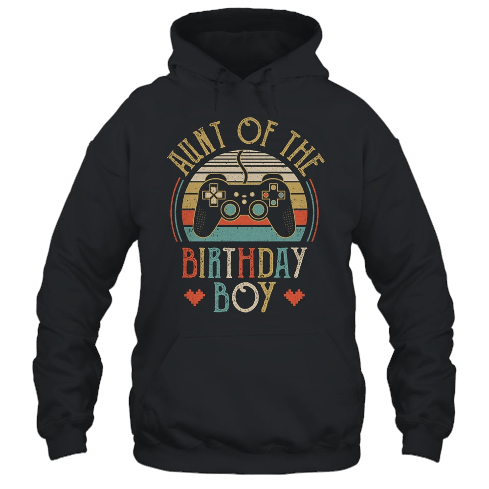 Aunt Of The Birthday Boy Vintage Matching Gamer Birthday Shirt & Hoodie | siriusteestore
