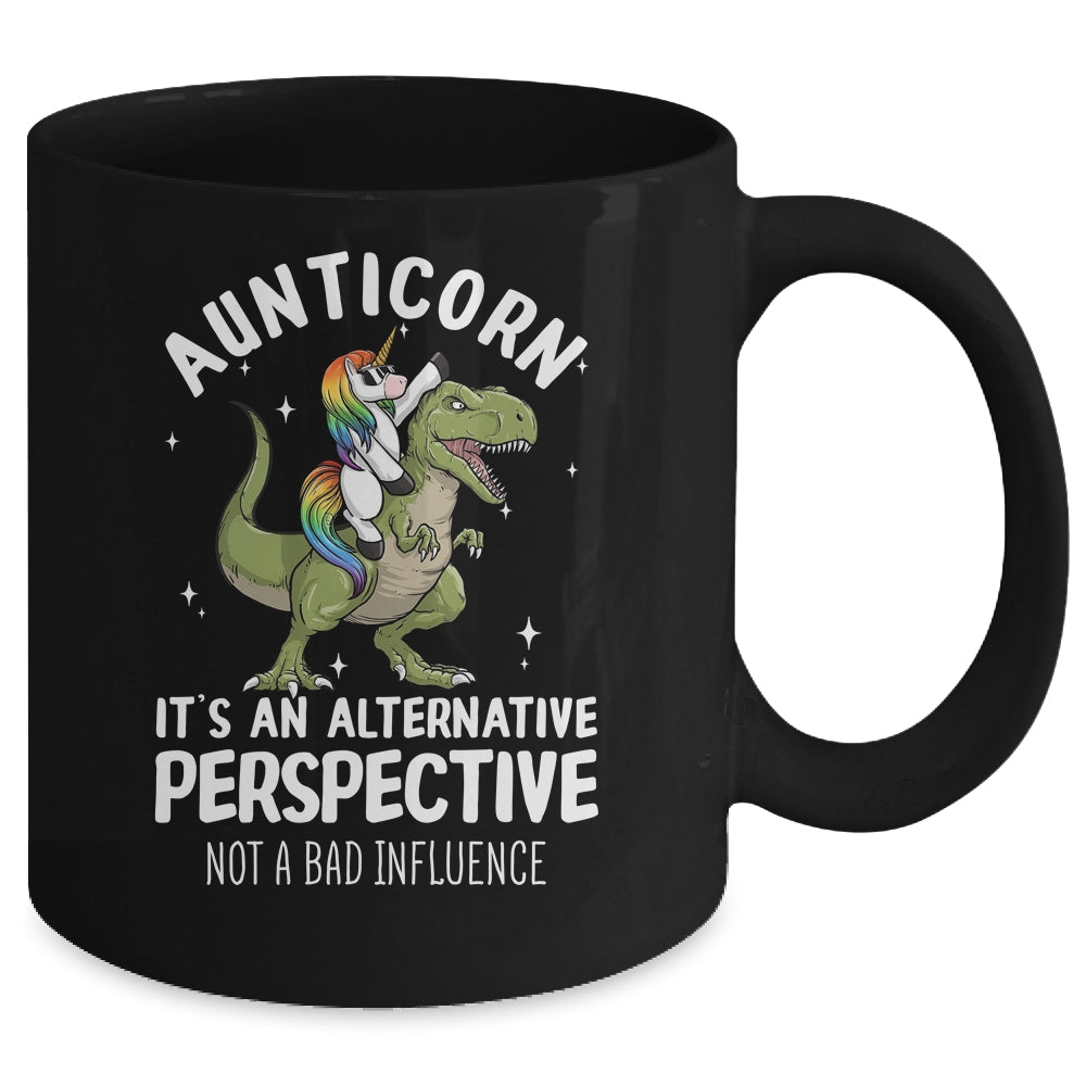 Auntie Unicorn Not Bad Influence Aunt T-Rex Aunticorn Mug | siriusteestore